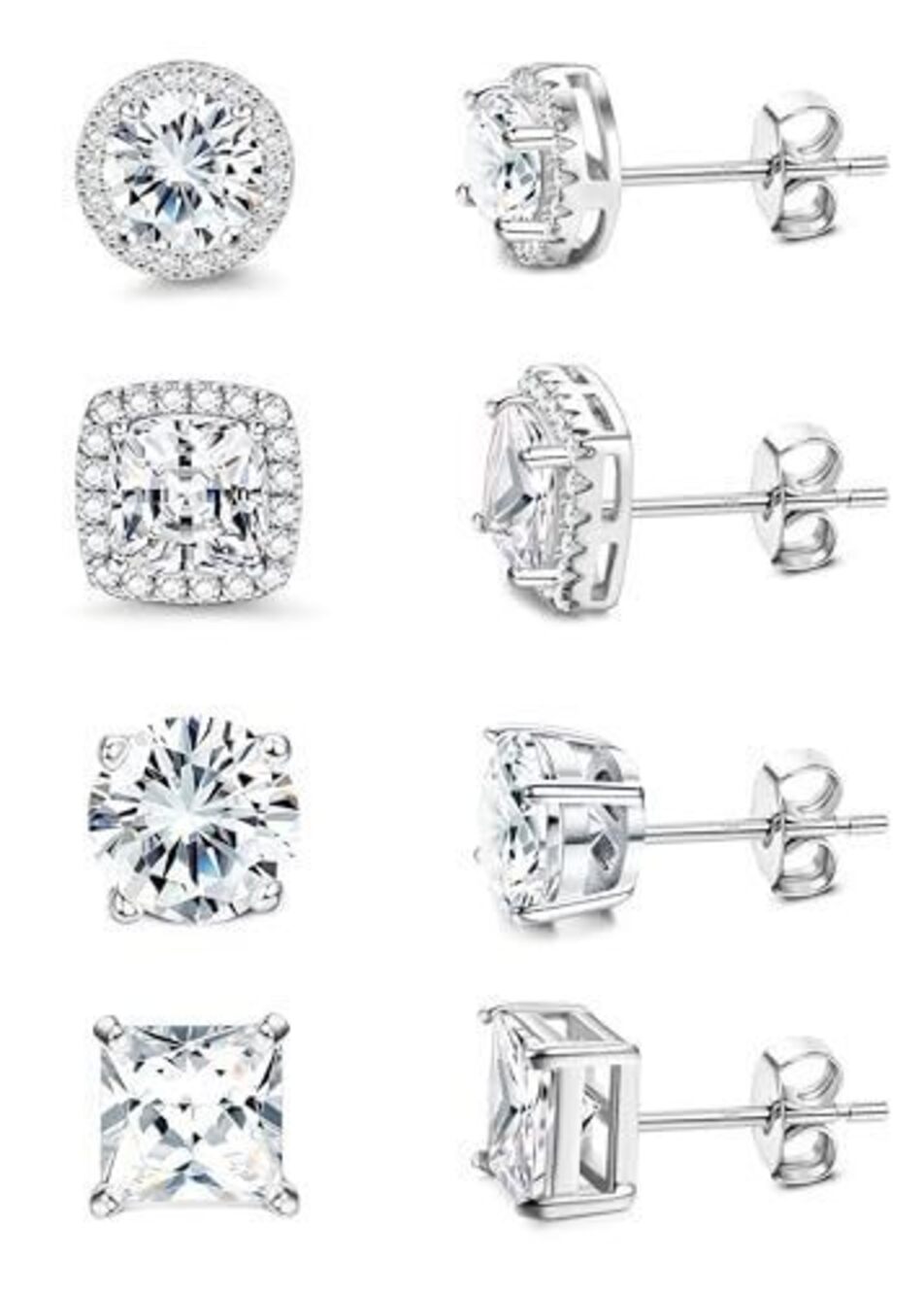 3870 Cubic Zirconia Stud Earrings | 18K Gold Plated Hypoallergenic Sterling